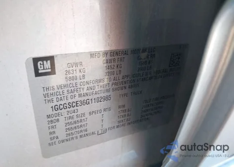 2016 Chevrolet Colorado Lt z USA, uszkodzony, nr VIN 1GCGSCE36G1102985